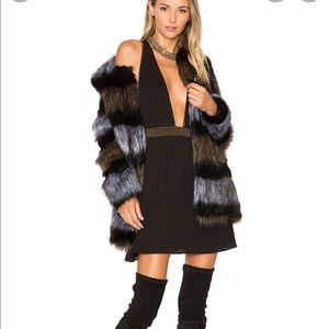 Ale by Alessandra Revolve *Antonella* black brown faux fur chic coat M